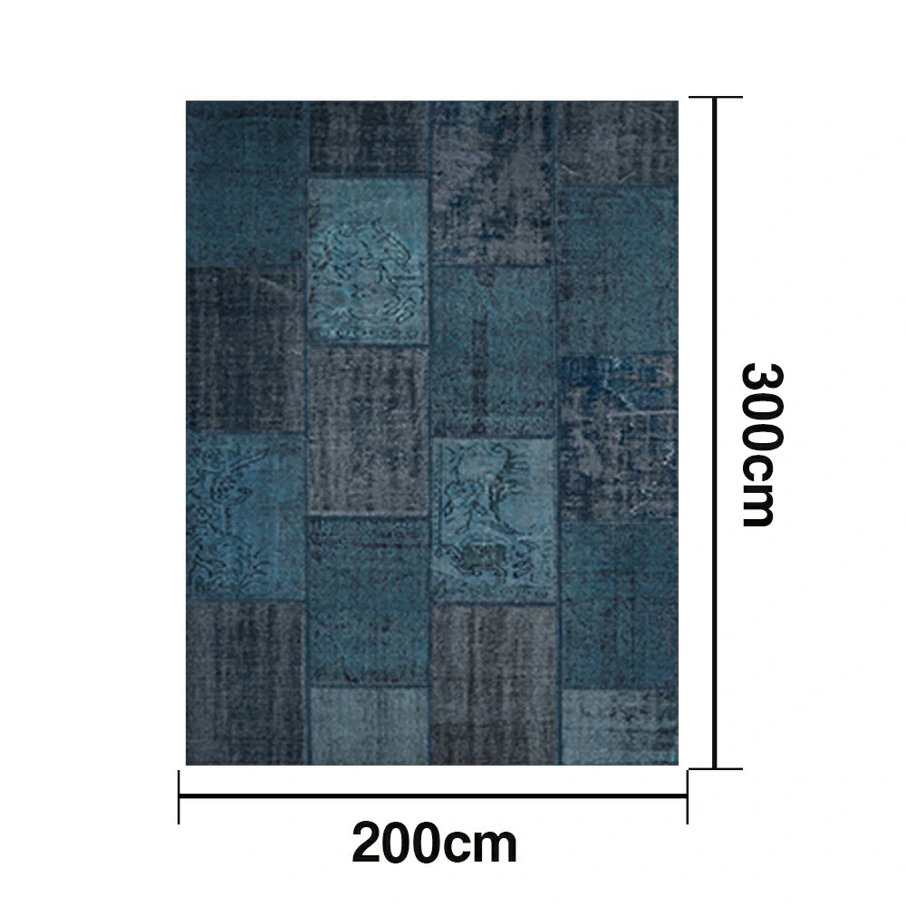 LIVARA 160/200cm Elegant Vintage Loop-Pile Rug - Waterproof, Stain-Resistant, Anti-Static, Soft & Durable, Easy-Clean Design - Blue