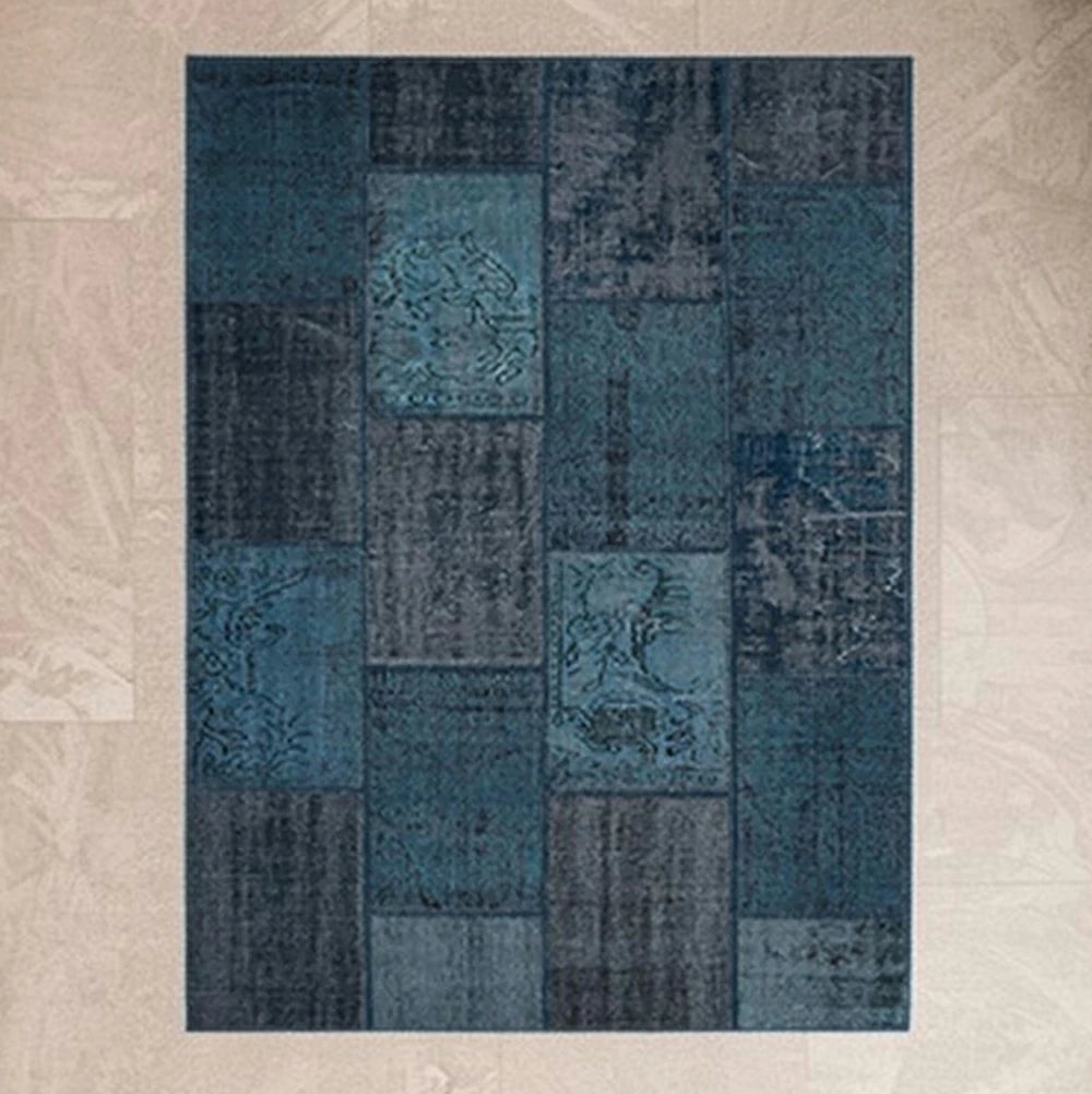LIVARA 160/200cm Elegant Vintage Loop-Pile Rug - Waterproof, Stain-Resistant, Anti-Static, Soft & Durable, Easy-Clean Design - Blue