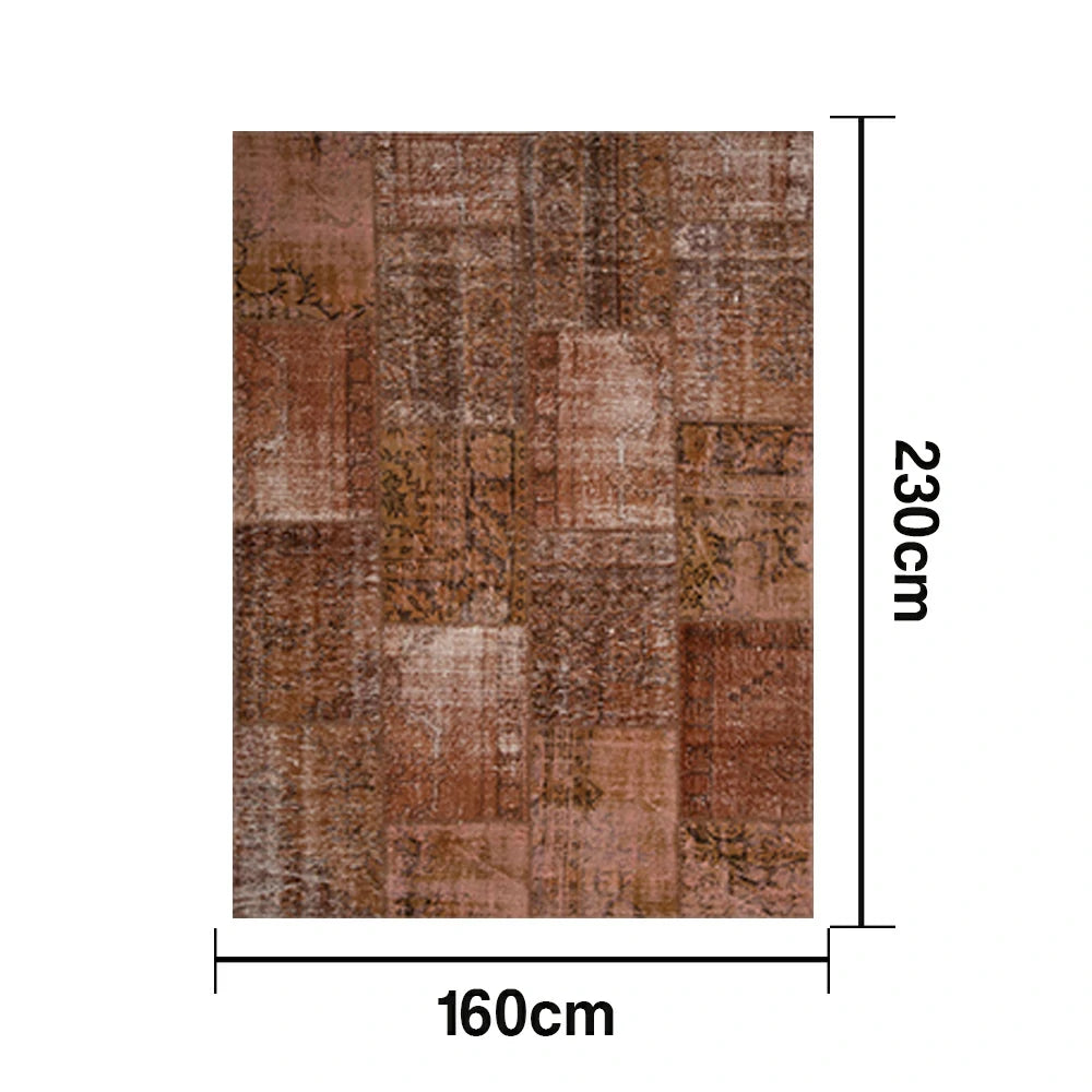 LIVARA 160/200cm Elegant Vintage Loop-Pile Rug - Waterproof, Stain-Resistant, Anti-Static, Soft & Durable, Easy-Clean Design - Brick Red