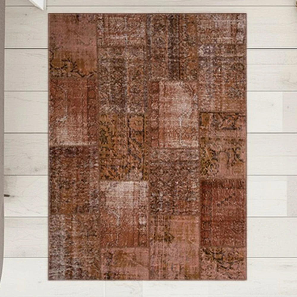 LIVARA 160/200cm Elegant Vintage Loop-Pile Rug - Waterproof, Stain-Resistant, Anti-Static, Soft & Durable, Easy-Clean Design - Brick Red