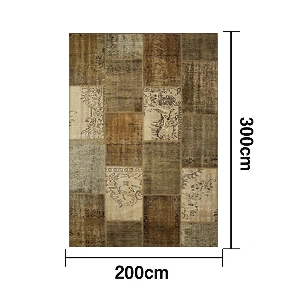 LIVARA 160/200cm Elegant Vintage Loop-Pile Rug - Waterproof, Stain-Resistant, Anti-Static, Soft & Durable, Easy-Clean Design - Brown