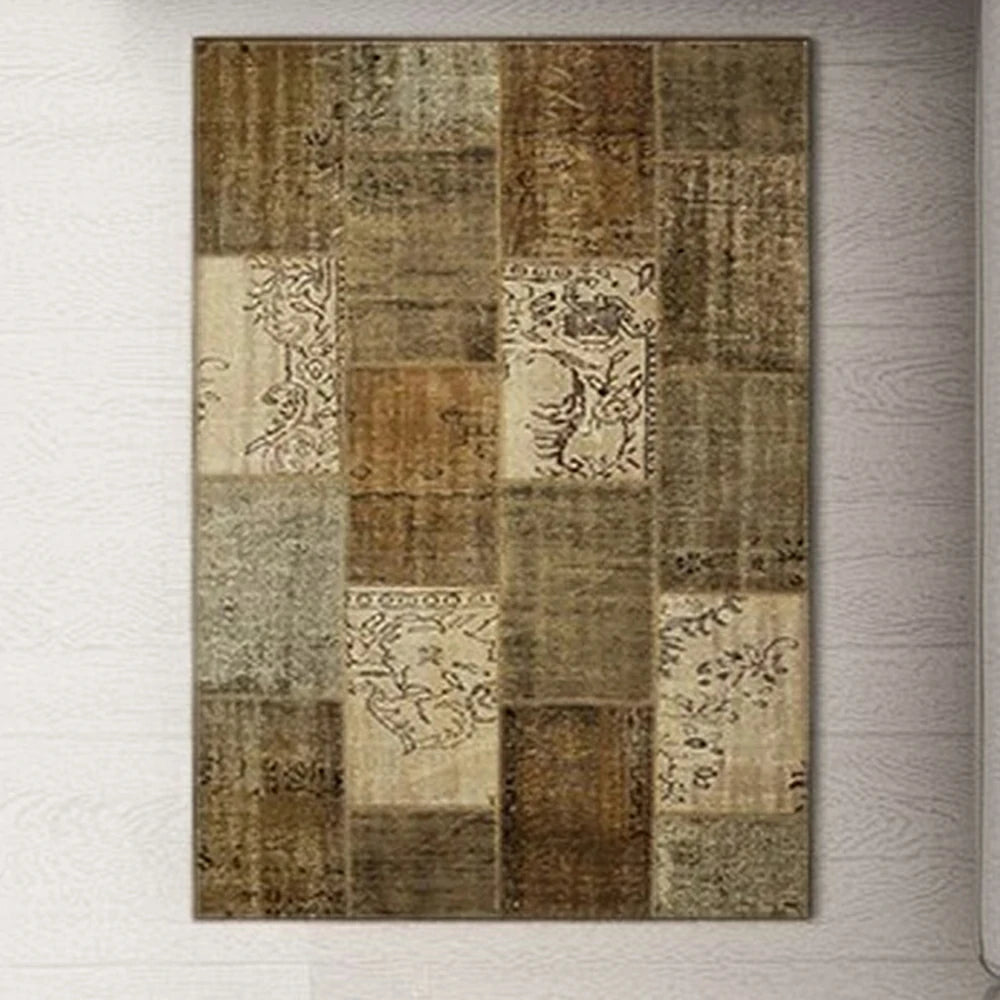 LIVARA 160/200cm Elegant Vintage Loop-Pile Rug - Waterproof, Stain-Resistant, Anti-Static, Soft & Durable, Easy-Clean Design - Brown