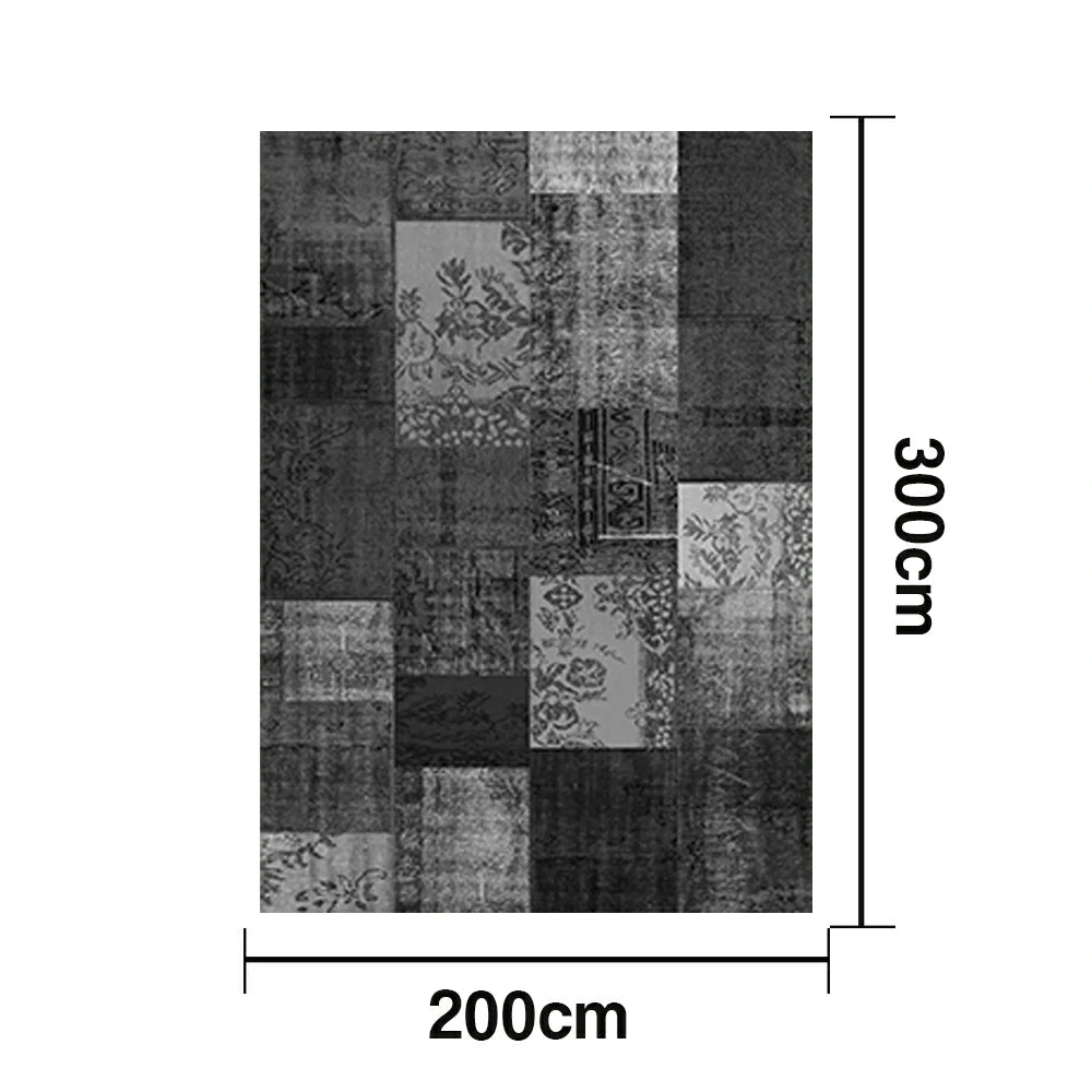 LIVARA 160/200cm Elegant Vintage Loop-Pile Rug - Waterproof, Stain-Resistant, Anti-Static, Soft & Durable, Easy-Clean Design - Black