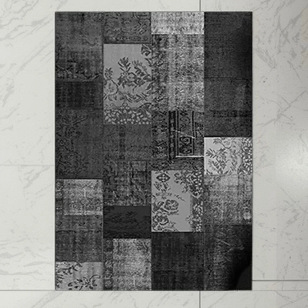 LIVARA 160/200cm Elegant Vintage Loop-Pile Rug - Waterproof, Stain-Resistant, Anti-Static, Soft & Durable, Easy-Clean Design - Black