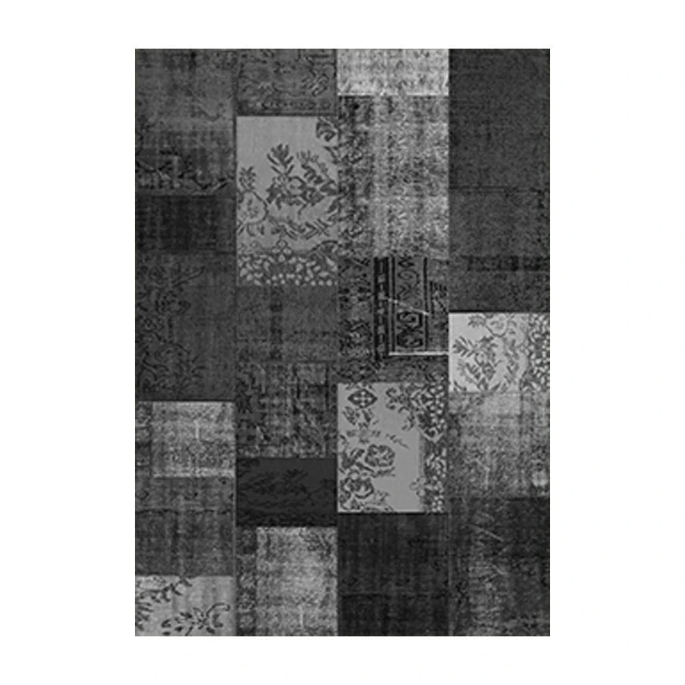 LIVARA 160/200cm Elegant Vintage Loop-Pile Rug - Waterproof, Stain-Resistant, Anti-Static, Soft & Durable, Easy-Clean Design - Black