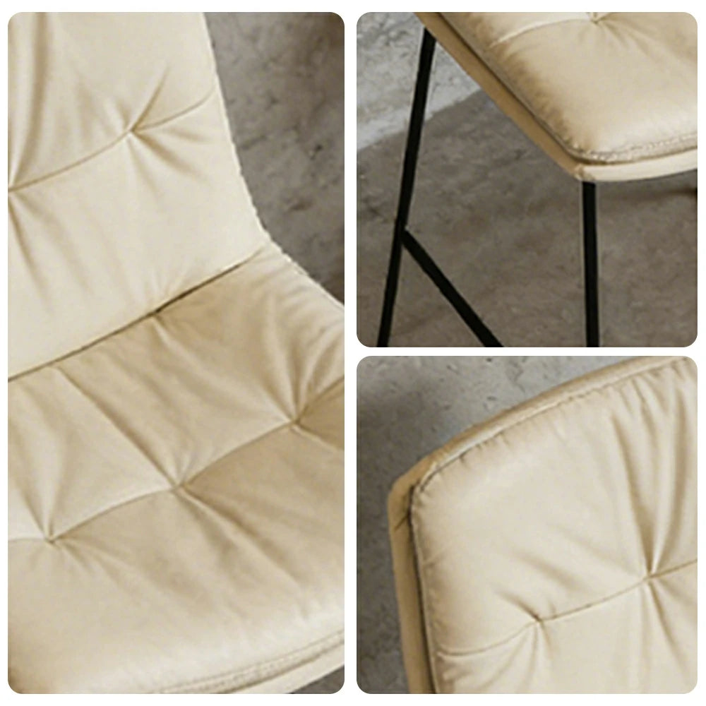 LIVARA Modern Bar Stool - PU Upholstered Ergonomic Padded Seat, Supportive Backrest, Stable Metal Legs, Kitchen & Bar Use, Seat Height 65cm - White