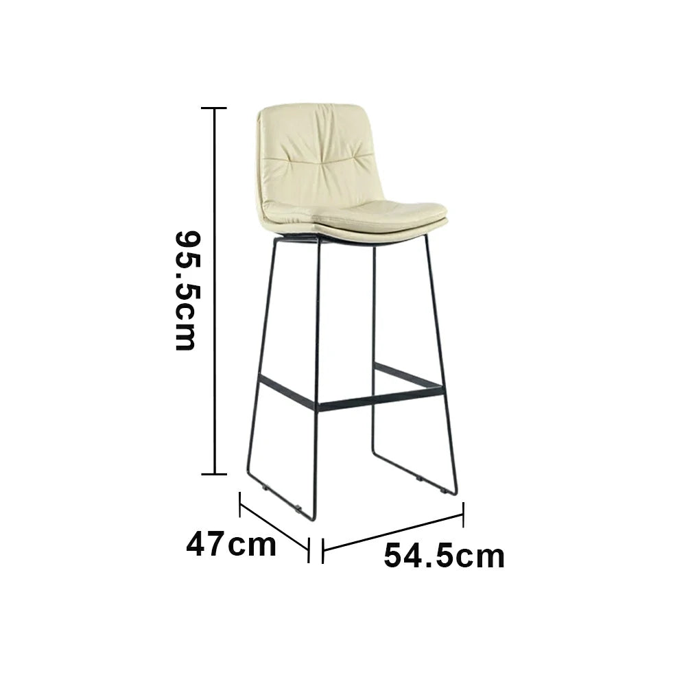 LIVARA Modern Bar Stool - PU Upholstered Ergonomic Padded Seat, Supportive Backrest, Stable Metal Legs, Kitchen & Bar Use, Seat Height 65cm - White