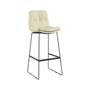 LIVARA Modern Bar Stool - PU Upholstered Ergonomic Padded Seat, Supportive Backrest, Stable Metal Legs, Kitchen & Bar Use, Seat Height 65cm - White