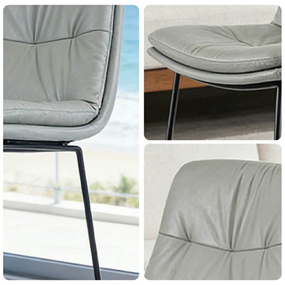 LIVARA Modern Bar Stool - PU Upholstered Ergonomic Padded Seat, Supportive Backrest, Stable Metal Legs, Kitchen & Bar Use, Seat Height 65cm - Light Grey