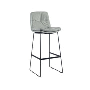 LIVARA Modern Bar Stool - PU Upholstered Ergonomic Padded Seat, Supportive Backrest, Stable Metal Legs, Kitchen & Bar Use, Seat Height 65cm - Light Grey