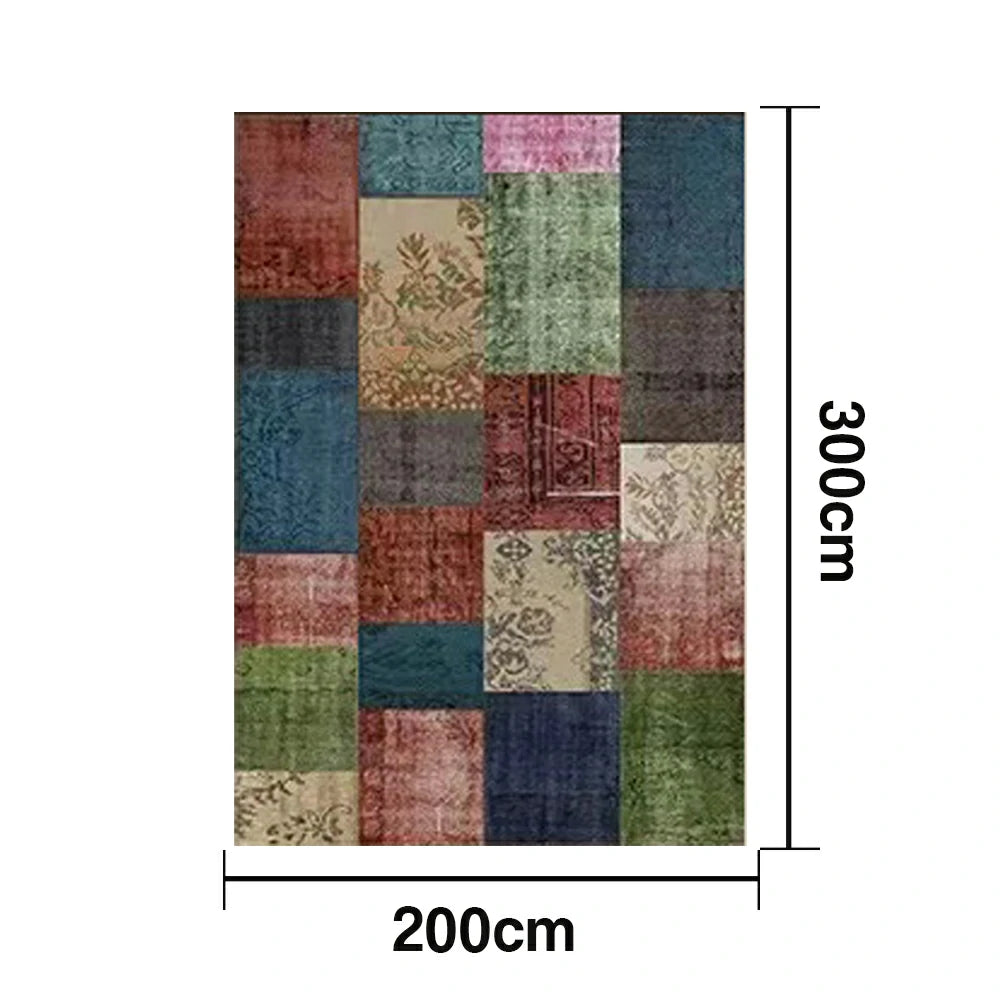 LIVARA 160/200cm Elegant Vintage Loop-Pile Rug - Waterproof, Stain-Resistant, Anti-Static, Soft & Durable, Easy-Clean Design - Color Patchwork