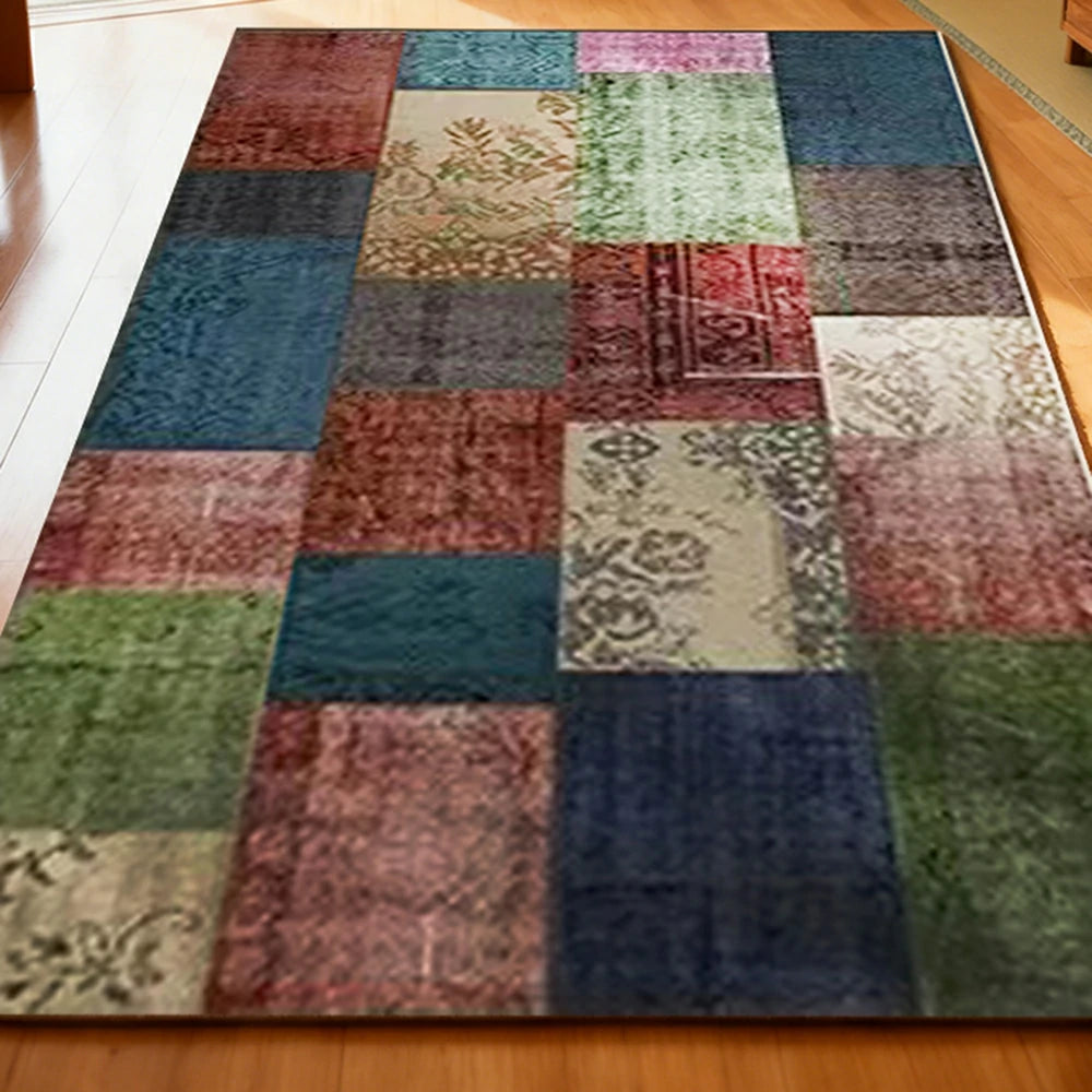 LIVARA 160/200cm Elegant Vintage Loop-Pile Rug - Waterproof, Stain-Resistant, Anti-Static, Soft & Durable, Easy-Clean Design - Color Patchwork