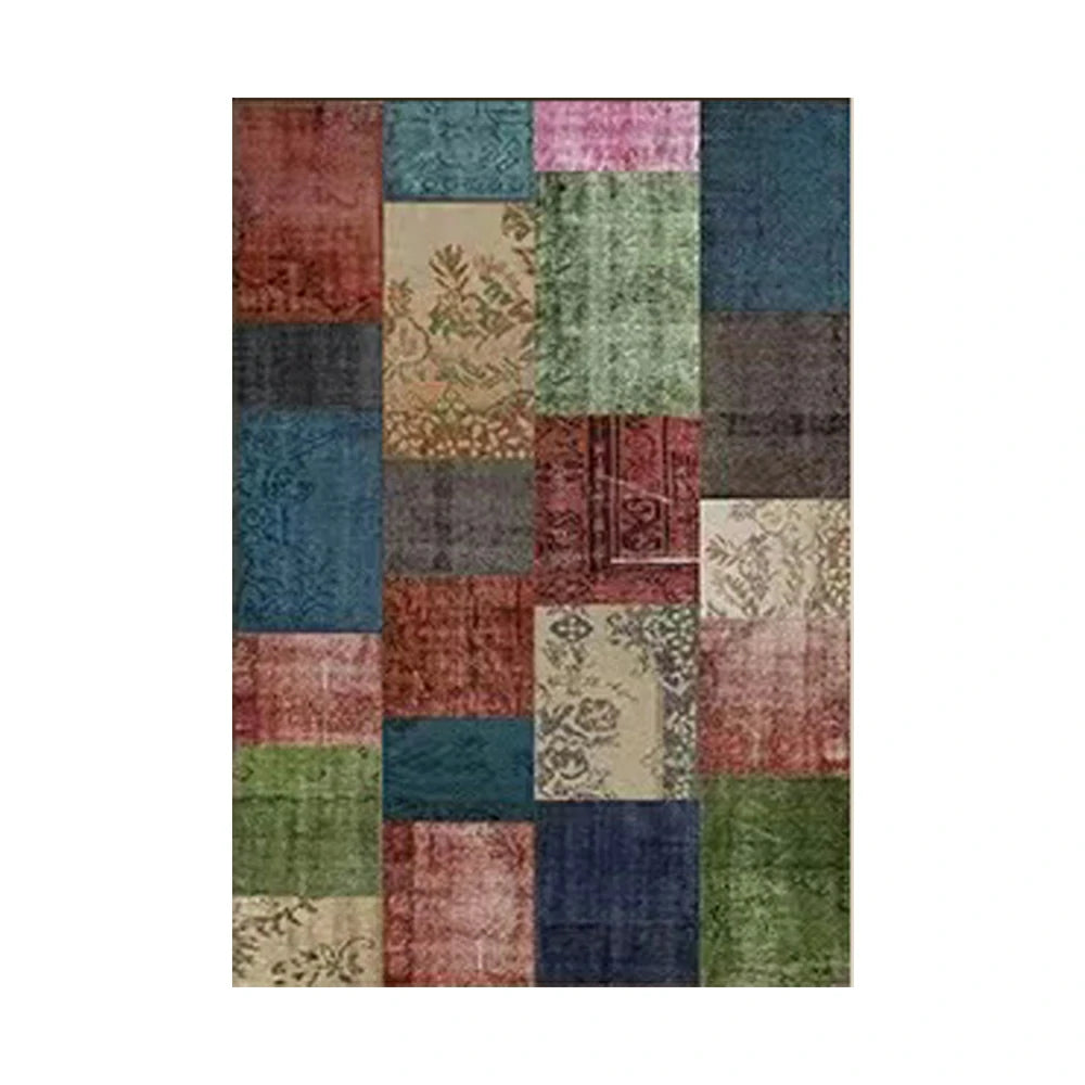 LIVARA 160/200cm Elegant Vintage Loop-Pile Rug - Waterproof, Stain-Resistant, Anti-Static, Soft & Durable, Easy-Clean Design - Color Patchwork