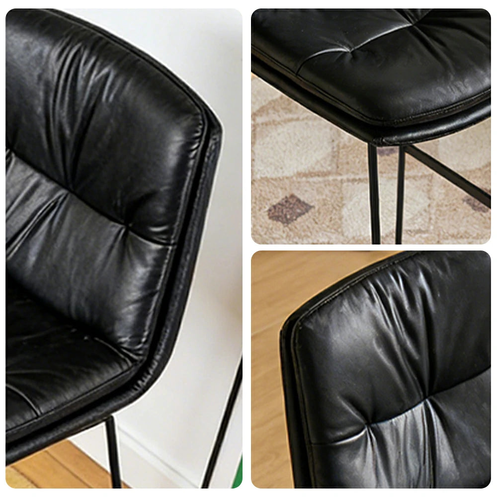LIVARA Modern Bar Stool - PU Upholstered Ergonomic Padded Seat, Supportive Backrest, Stable Metal Legs, Kitchen & Bar Use, Seat Height 65cm - Black
