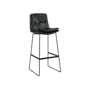 LIVARA Modern Bar Stool - PU Upholstered Ergonomic Padded Seat, Supportive Backrest, Stable Metal Legs, Kitchen & Bar Use, Seat Height 65cm - Black