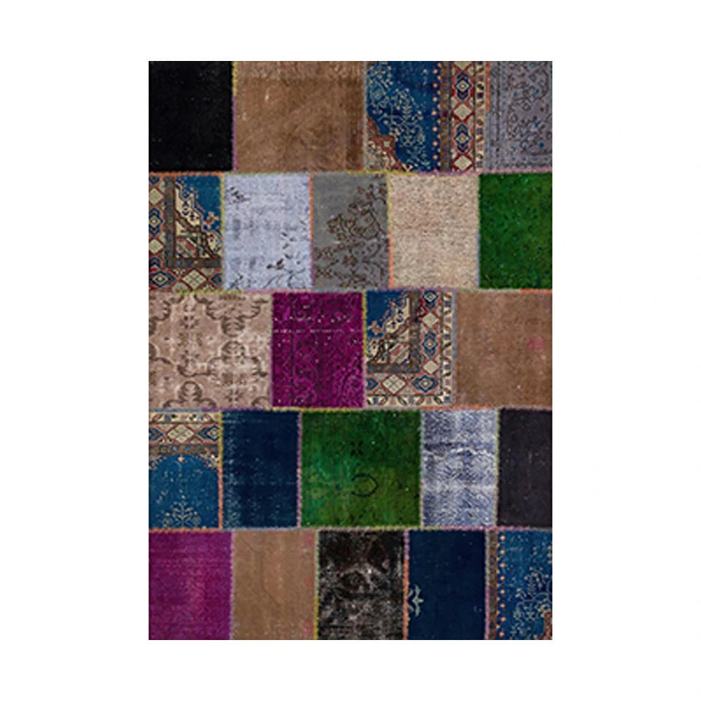 LIVARA 160/200cm Colorful Vintage Patchwork Loop-Pile Rug - Waterproof, Stain-Resistant, Anti-Static, Soft & Durable - Multi-Color Design