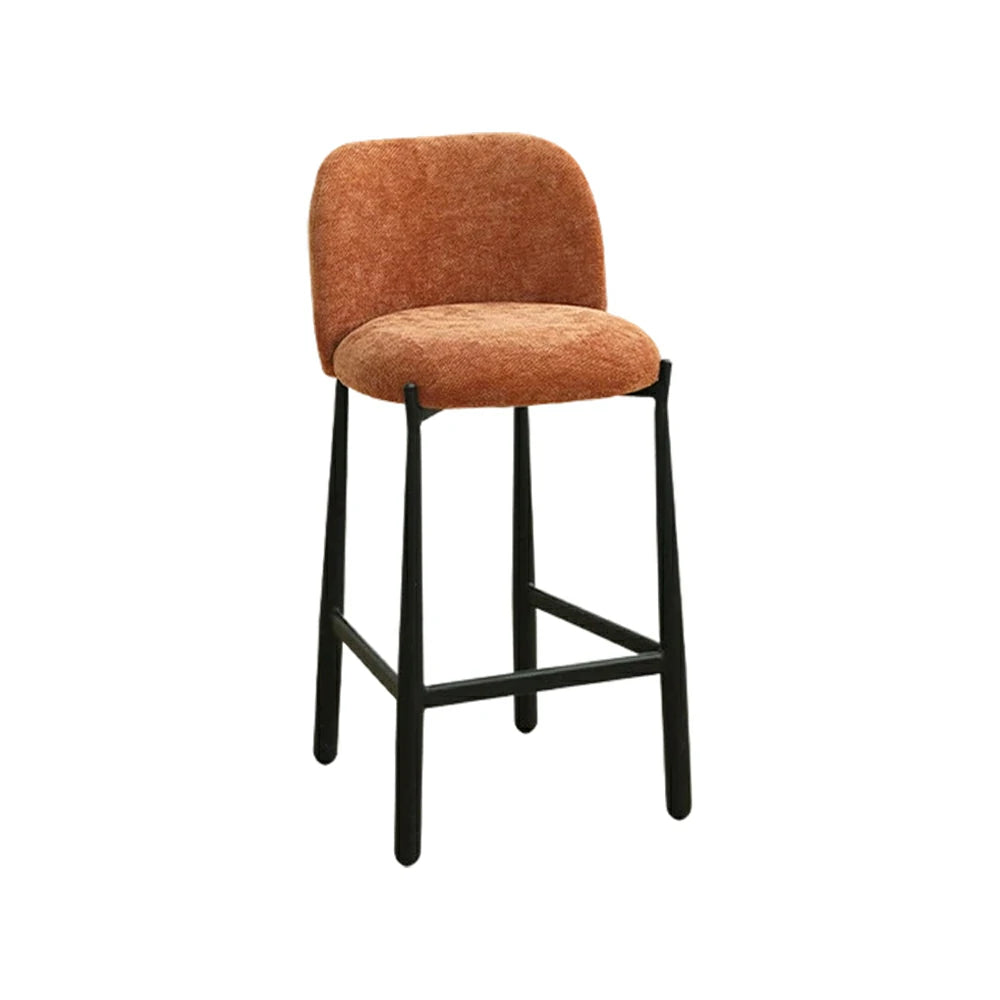 LIVARA Modern Bar Stool - Ergonomic Curved Backrest, Soft Upholstered Seat, Stable Metal Legs, Kitchen & Bar Use, Seat Height 65cm - Brown