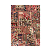 LIVARA 160/200cm Red Vintage Patchwork Loop-Pile Rug - Waterproof, Stain-Resistant, Anti-Static, Soft & Durable - Oriental Pattern Design