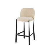 LIVARA Modern Bar Stool - Ergonomic Curved Backrest, Soft Upholstered Seat, Stable Metal Legs, Kitchen & Bar Use, Seat Height 65cm - Beige