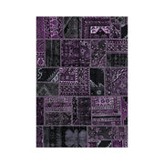 LIVARA 160/200cm Purple Vintage Patchwork Loop-Pile Rug - Waterproof, Stain-Resistant, Anti-Static, Soft & Durable - Dark Purple Design