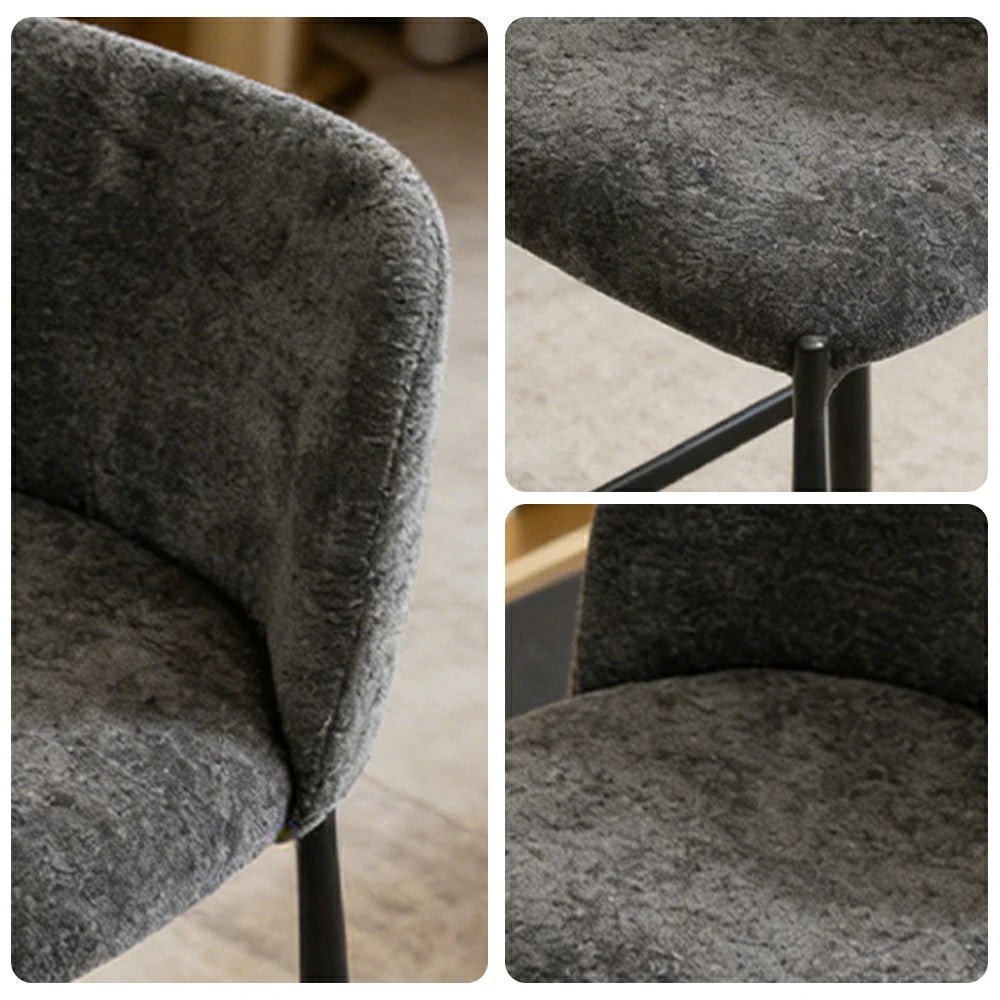 LIVARA Modern Bar Stool - Ergonomic Curved Backrest, Soft Upholstered Seat, Stable Metal Legs, Kitchen & Bar Use, Seat Height 65cm - Grey