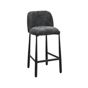LIVARA Modern Bar Stool - Ergonomic Curved Backrest, Soft Upholstered Seat, Stable Metal Legs, Kitchen & Bar Use, Seat Height 65cm - Grey