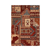 LIVARA 160/200cm Red & Blue Oriental Patchwork Loop-Pile Rug - Waterproof, Stain-Resistant, Anti-Static, Soft & Durable - Vintage Pattern Design