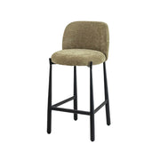 LIVARA Modern Bar Stool - Ergonomic Curved Backrest, Soft Upholstered Seat, Stable Metal Legs, Kitchen & Bar Use, Seat Height 65cm - Green