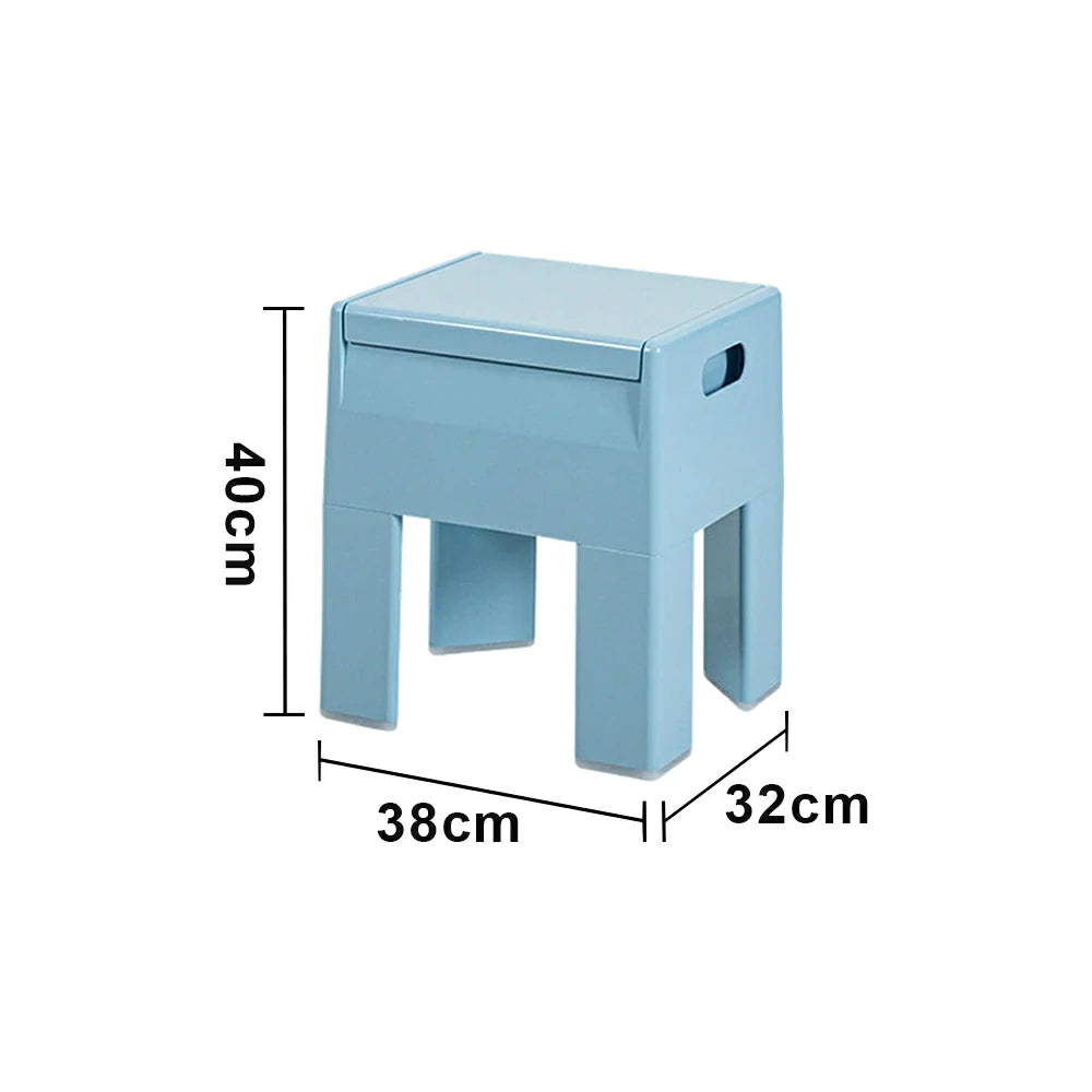 LIVARA Multi-Functional Storage Stool - ABS Material with Hidden Storage, Lightweight Stackable Design, Bedside & Side Table Use - Blue
