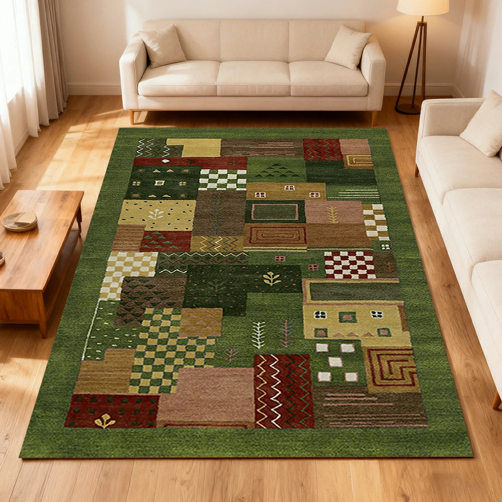 LIVARA 160/200cm Jade Green Loop-Pile Rug - Upgraded Non-Slip Eco Cotton-Latex Backing - Waterproof, Stain-Resistant, Soft & Durable - Green