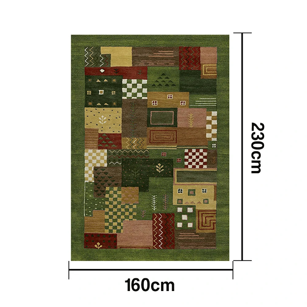 LIVARA 160/200cm Jade Green Loop-Pile Rug - Upgraded Non-Slip Eco Cotton-Latex Backing - Waterproof, Stain-Resistant, Soft & Durable - Green