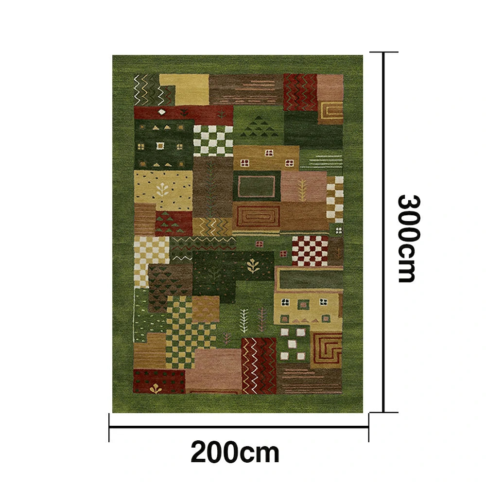 LIVARA 160/200cm Jade Green Loop-Pile Rug - Upgraded Non-Slip Eco Cotton-Latex Backing - Waterproof, Stain-Resistant, Soft & Durable - Green