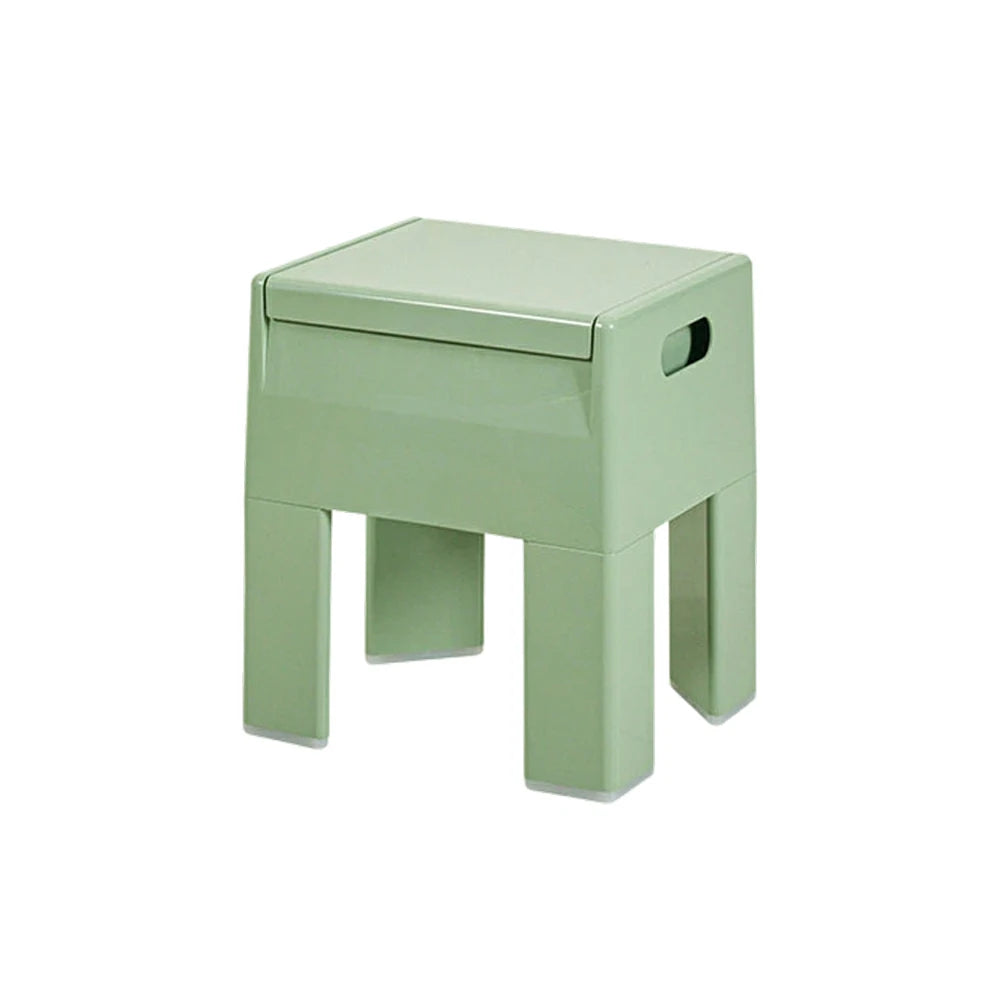 LIVARA Multi-Functional Storage Stool - ABS Material with Hidden Storage, Lightweight Stackable Design, Bedside & Side Table Use - Green