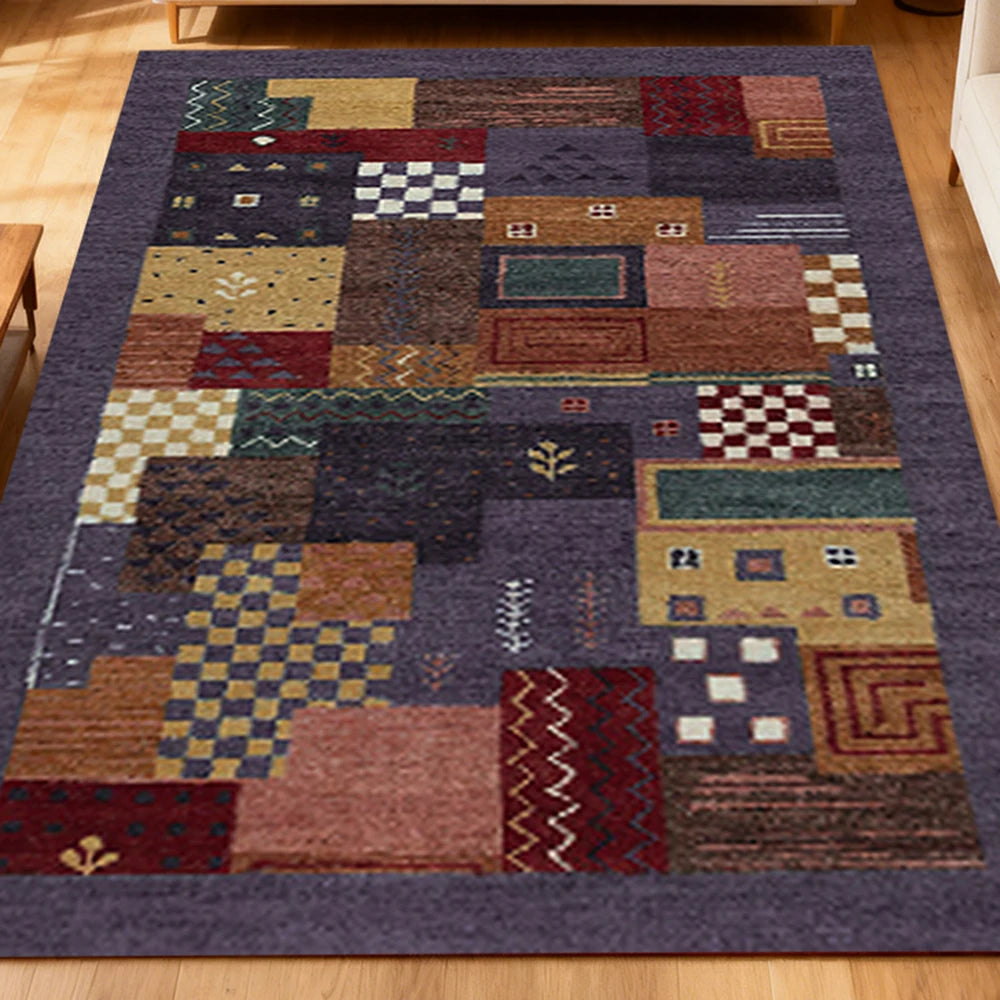 LIVARA 160/200cm Yade Green Loop-Pile Rug - Upgraded Non-Slip Eco Cotton-Latex Backing - Waterproof, Stain-Resistant, Soft & Durable - Purple