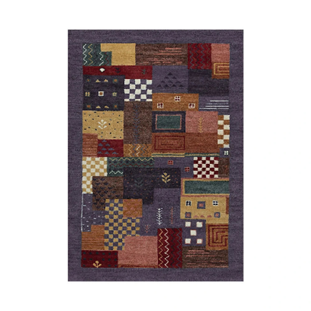 LIVARA 160/200cm Yade Green Loop-Pile Rug - Upgraded Non-Slip Eco Cotton-Latex Backing - Waterproof, Stain-Resistant, Soft & Durable - Purple