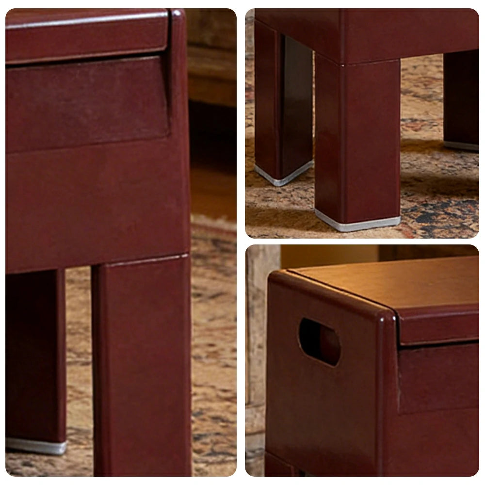 LIVARA Multi-Functional Storage Stool - ABS Material with Hidden Storage, Lightweight Stackable Design, Bedside & Side Table Use - Red