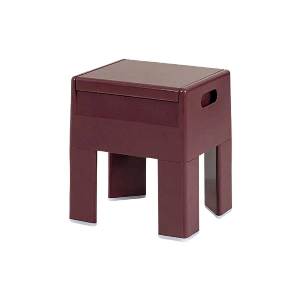LIVARA Multi-Functional Storage Stool - ABS Material with Hidden Storage, Lightweight Stackable Design, Bedside & Side Table Use - Red