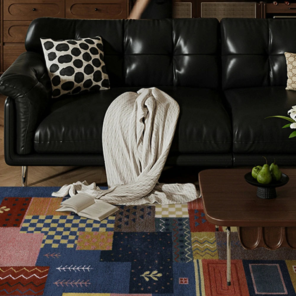 LIVARA 160/200cm Yade Green Loop-Pile Rug - Upgraded Non-Slip Eco Cotton-Latex Backing - Waterproof, Stain-Resistant, Soft & Durable - Blue