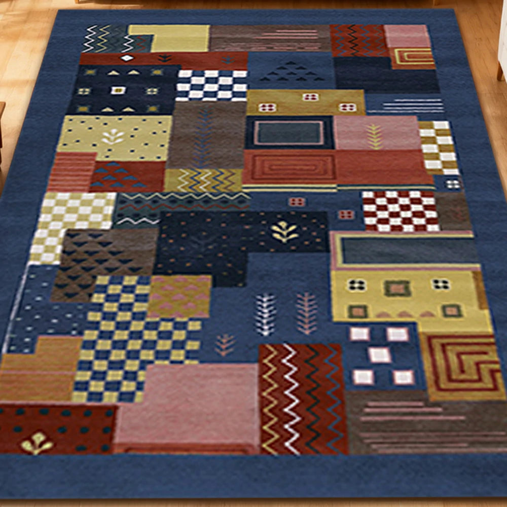 LIVARA 160/200cm Yade Green Loop-Pile Rug - Upgraded Non-Slip Eco Cotton-Latex Backing - Waterproof, Stain-Resistant, Soft & Durable - Blue