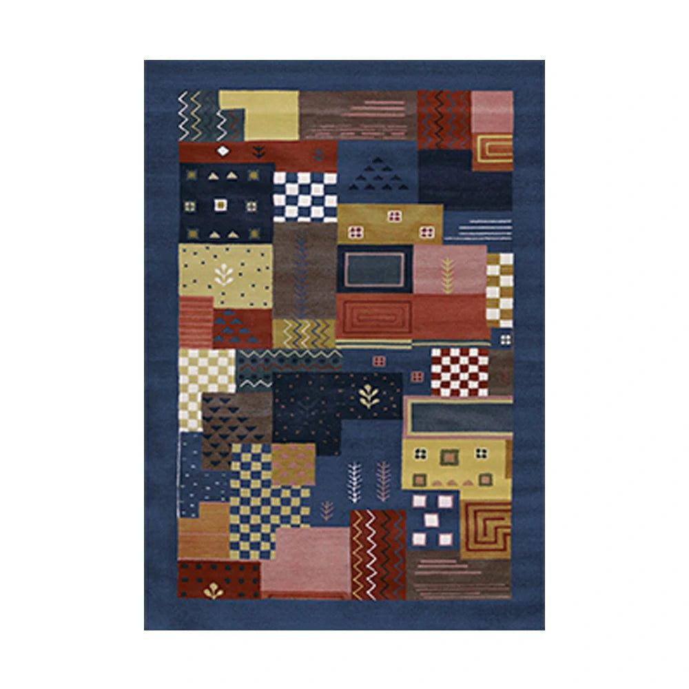 LIVARA 160/200cm Yade Green Loop-Pile Rug - Upgraded Non-Slip Eco Cotton-Latex Backing - Waterproof, Stain-Resistant, Soft & Durable - Blue