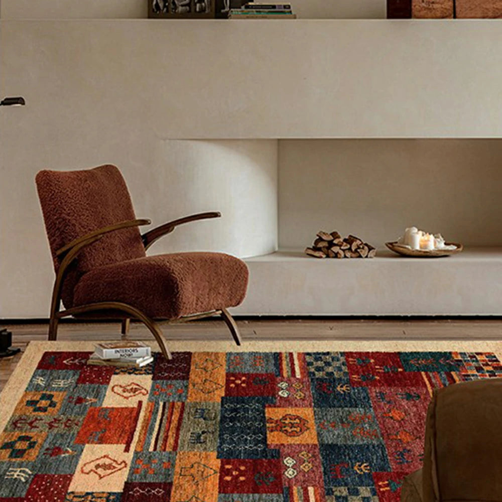 LIVARA 160/200cm Gabbeh Multi-Color Loop-Pile Rug - Upgraded Non-Slip Eco Cotton-Latex Backing - Waterproof, Stain-Resistant, Soft & Durable - Multi-Color