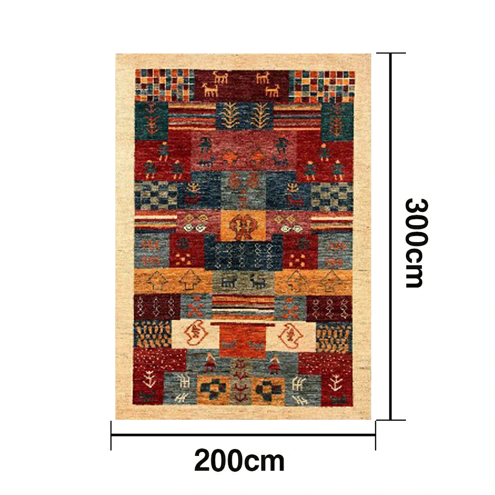 LIVARA 160/200cm Gabbeh Multi-Color Loop-Pile Rug - Upgraded Non-Slip Eco Cotton-Latex Backing - Waterproof, Stain-Resistant, Soft & Durable - Multi-Color