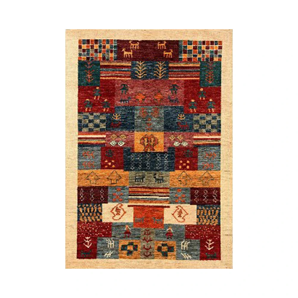 LIVARA 160/200cm Gabbeh Multi-Color Loop-Pile Rug - Upgraded Non-Slip Eco Cotton-Latex Backing - Waterproof, Stain-Resistant, Soft & Durable - Multi-Color