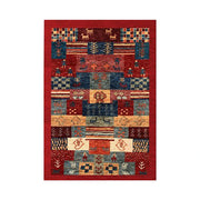 LIVARA 160/200cm Gabbeh Patchwork Loop-Pile Rug - Upgraded Non-Slip Eco Cotton-Latex Backing - Waterproof, Stain-Resistant, Soft & Durable - Red Multi