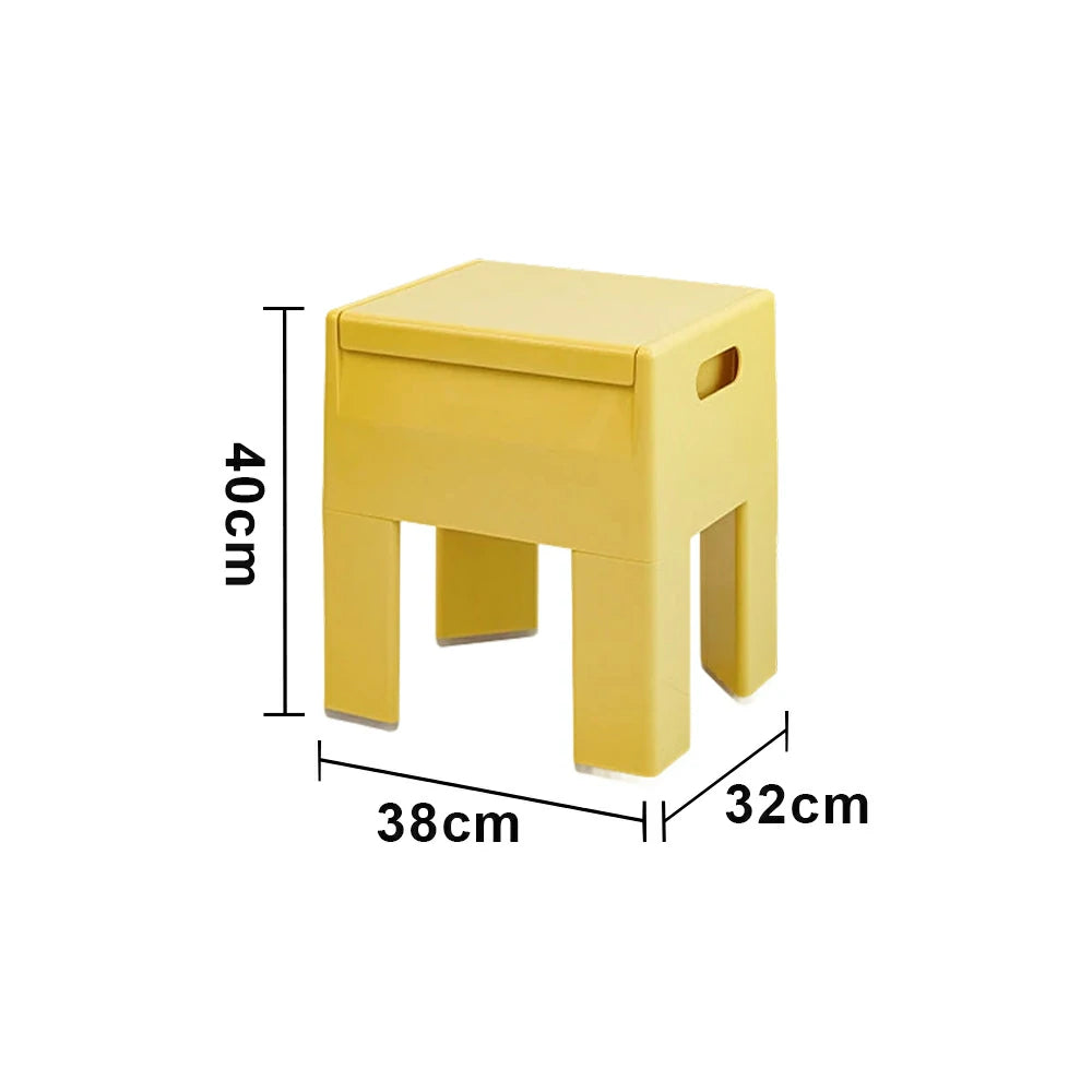 LIVARA Multi-Functional Storage Stool - ABS Material with Hidden Storage, Lightweight Stackable Design, Bedside & Side Table Use - Yellow