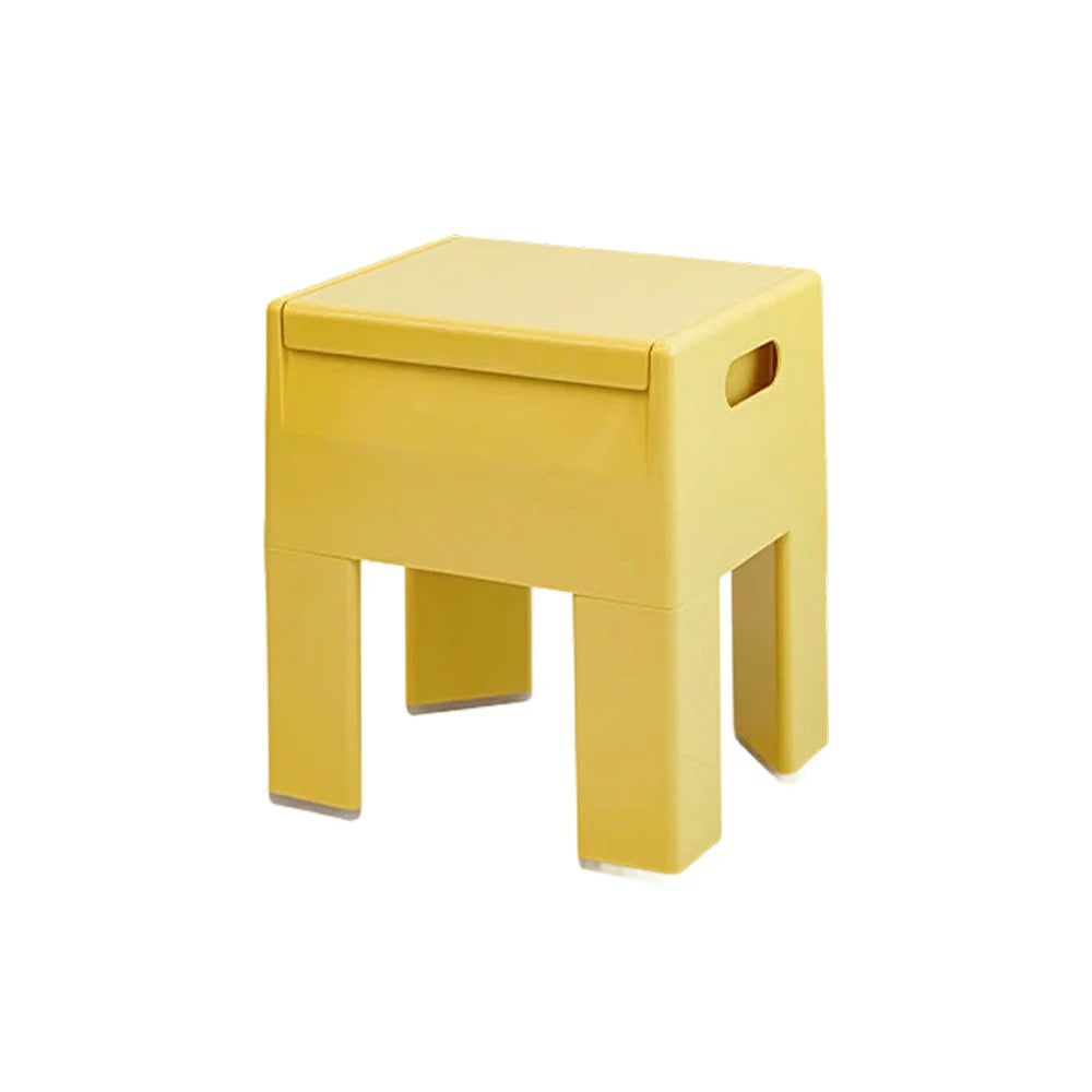 LIVARA Multi-Functional Storage Stool - ABS Material with Hidden Storage, Lightweight Stackable Design, Bedside & Side Table Use - Yellow