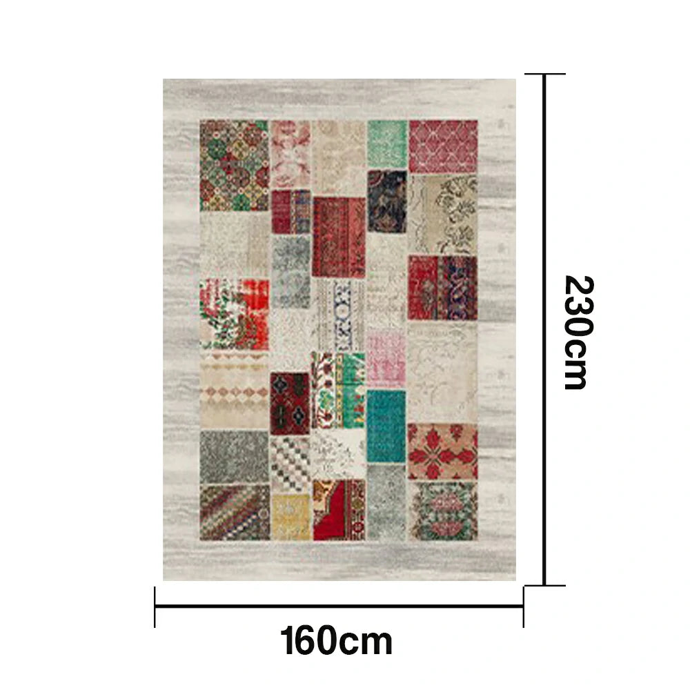 LIVARA 160/200cm Loop-Pile Rug - Upgraded Non-Slip Eco Cotton-Latex Backing - Waterproof, Stain-Resistant, Soft & Durable - Light Grey