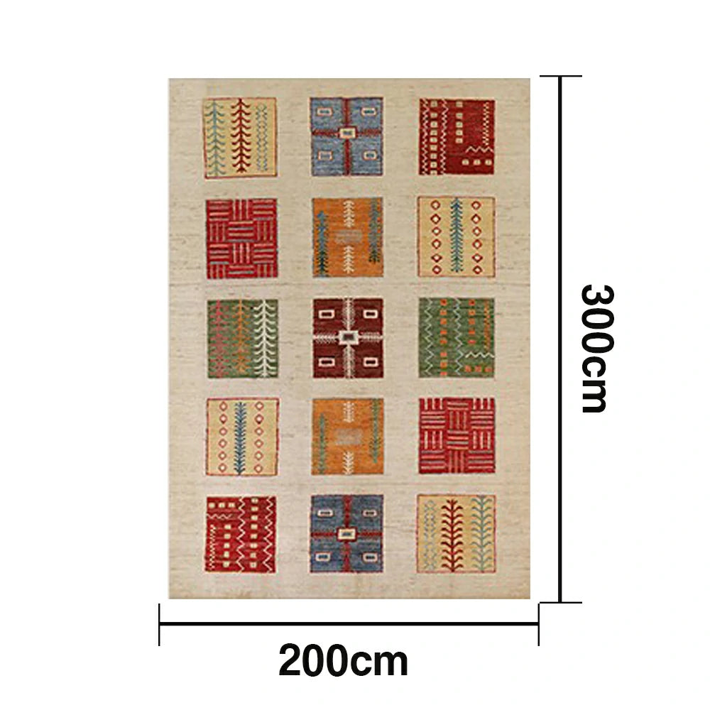 LIVARA 160/200cm Loop-Pile Rug - Upgraded Non-Slip Eco Cotton-Latex Backing - Waterproof, Stain-Resistant, Soft & Durable - Beige Multi-Color