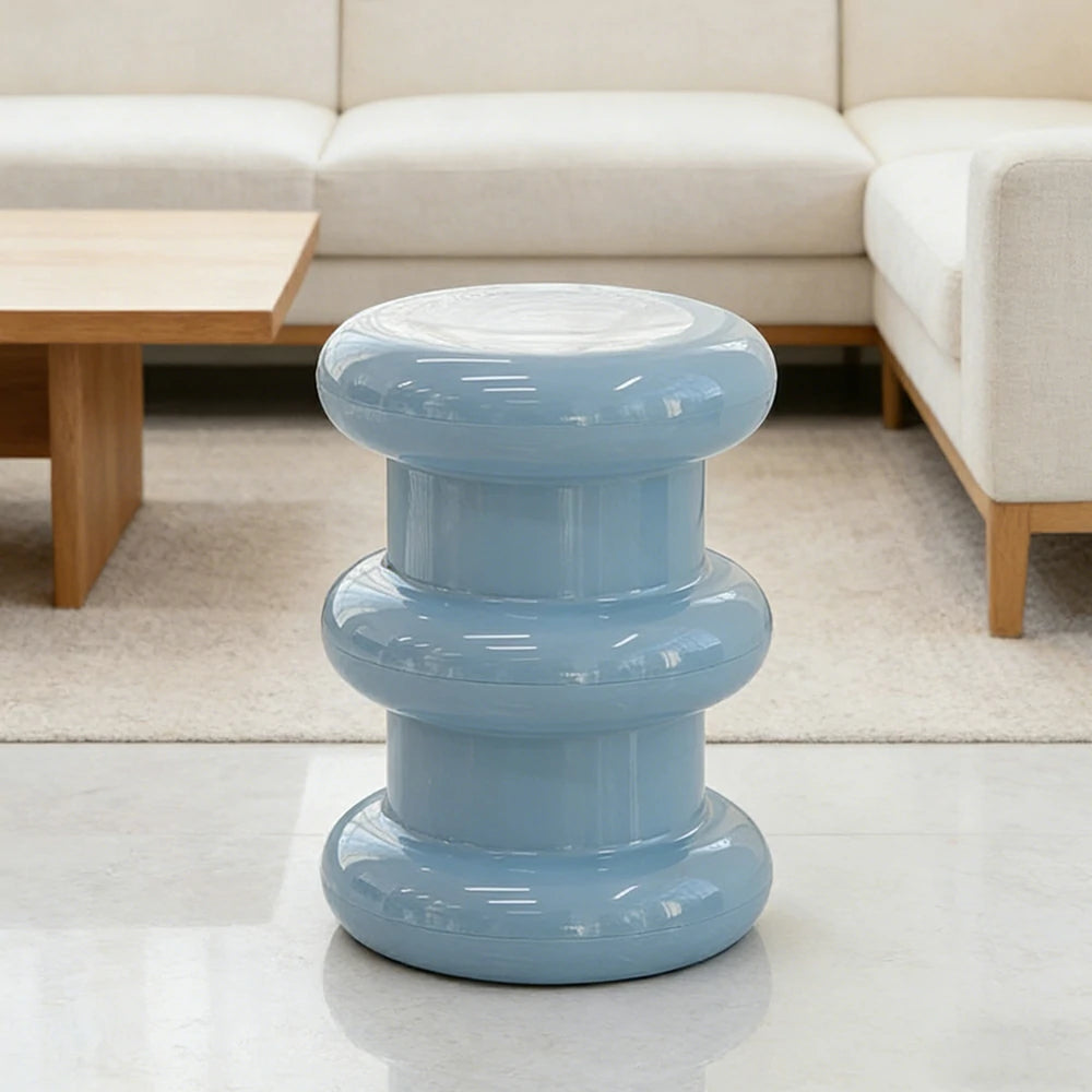 LIVARA Multi-Tier Coffee Table Stool - 2/3-Layer Design, Smooth Rounded Shape, Lightweight & Space-Saving, Modern Home Use - Blue