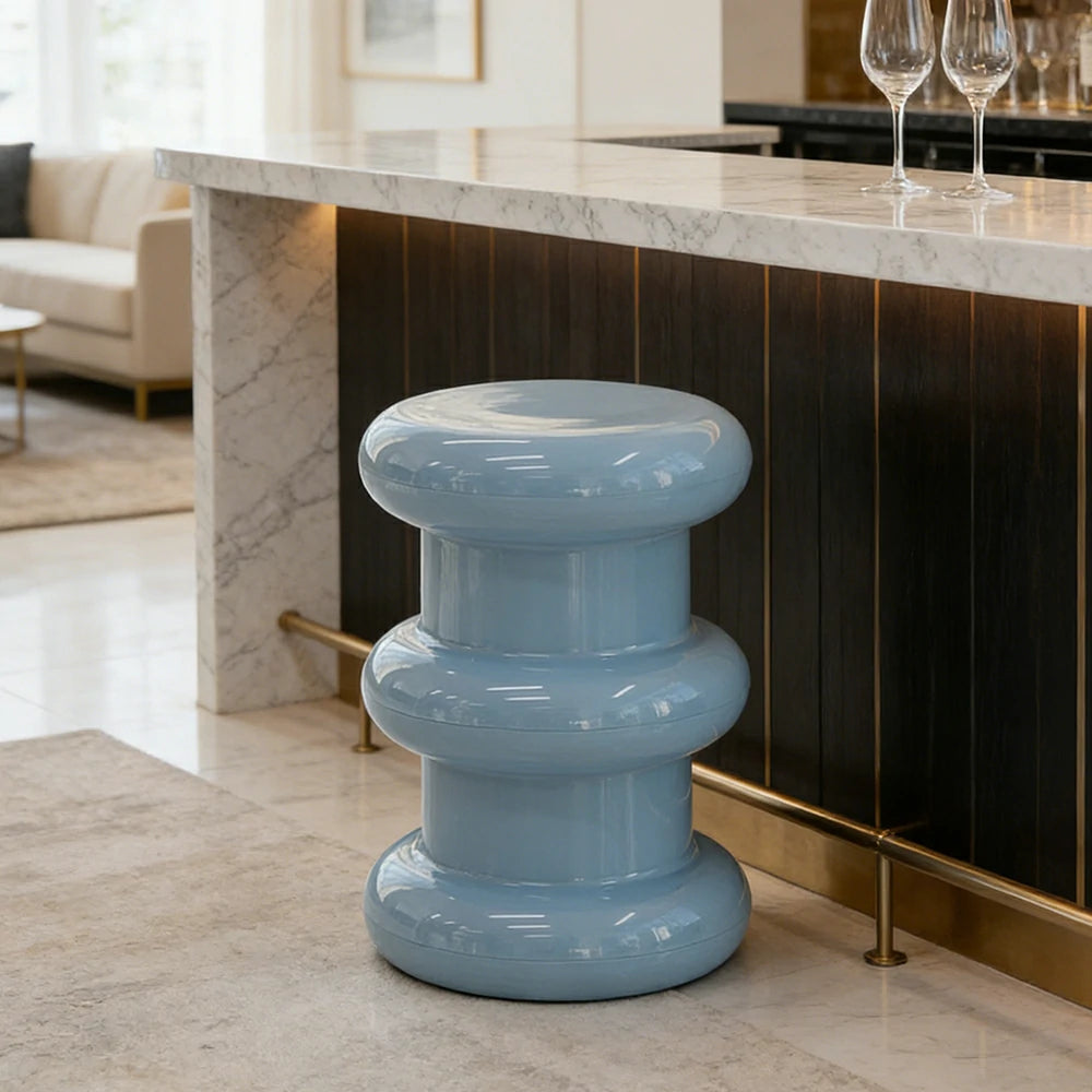 LIVARA Multi-Tier Coffee Table Stool - 2/3-Layer Design, Smooth Rounded Shape, Lightweight & Space-Saving, Modern Home Use - Blue